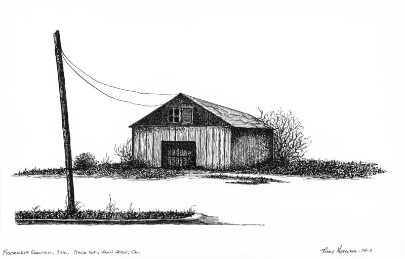 drawing of a barn