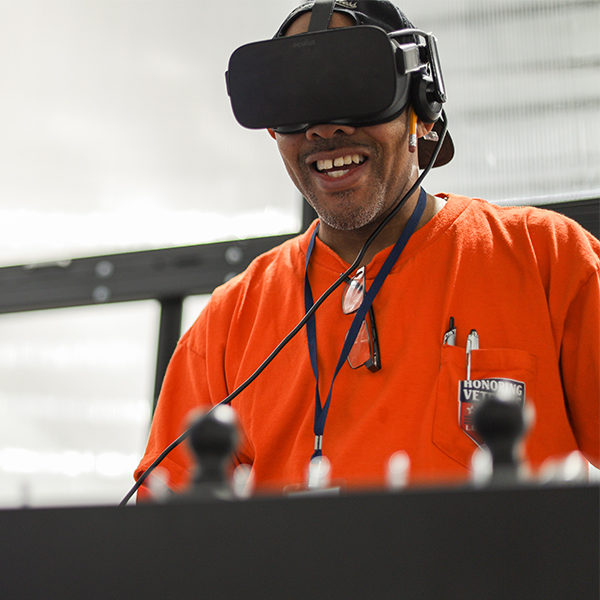 Worker using virtual reality