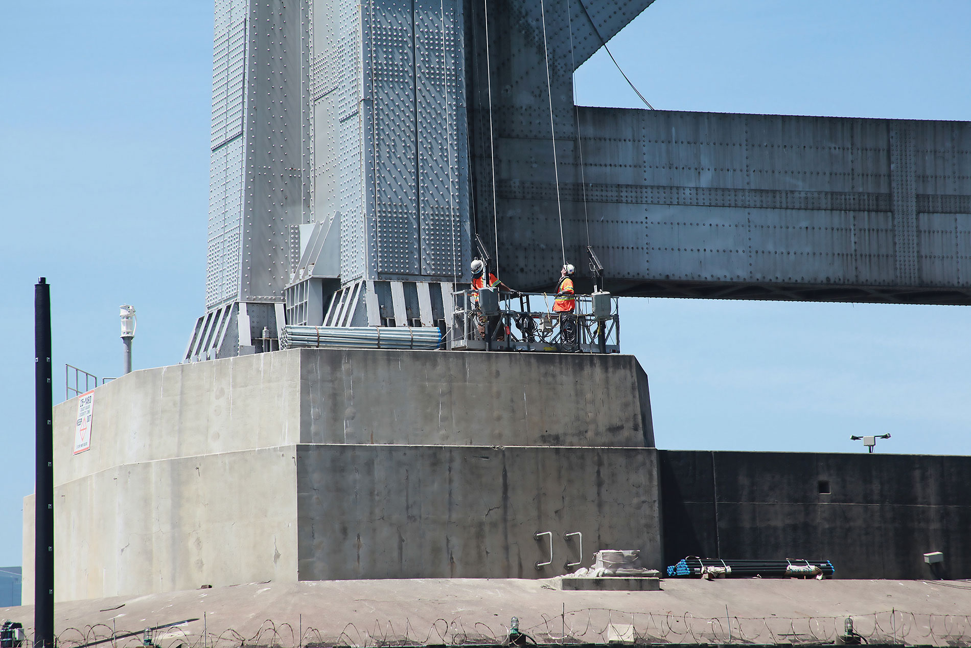 Workers working on bridge