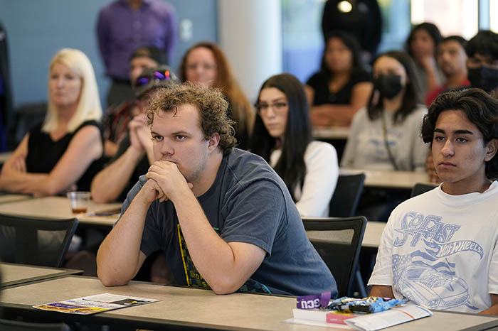 Blaine Bishopp listens during the Grand Canyon University Pre-Apprenticeship for Electricians event on May 13, 2022.