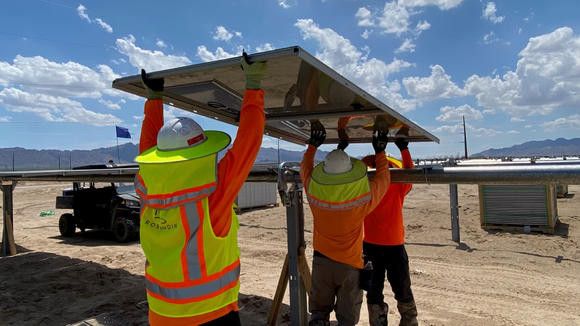 Rosendin employees build a solar facility in California